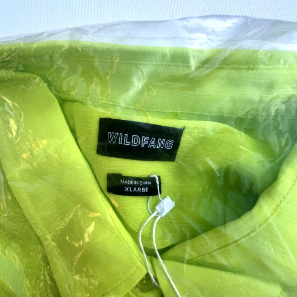 Wildfang The Empower Sheer Long Sleeve Button Up XL– Neon Green - Picture 8 of 9